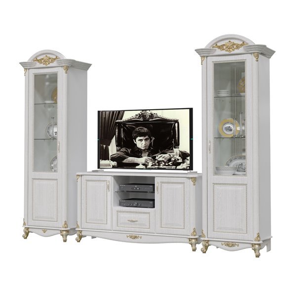 Мэри мебель Гостиная «Да Винчи» белая патина, вариант 2