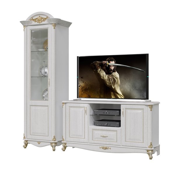 Мэри мебель Гостиная «Да Винчи» белая патина, вариант 6