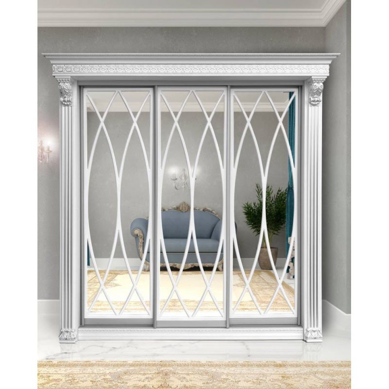 Мэри мебель Шкаф-купе 3-х дверный с зеркалом Овал Ромб 2830 мм