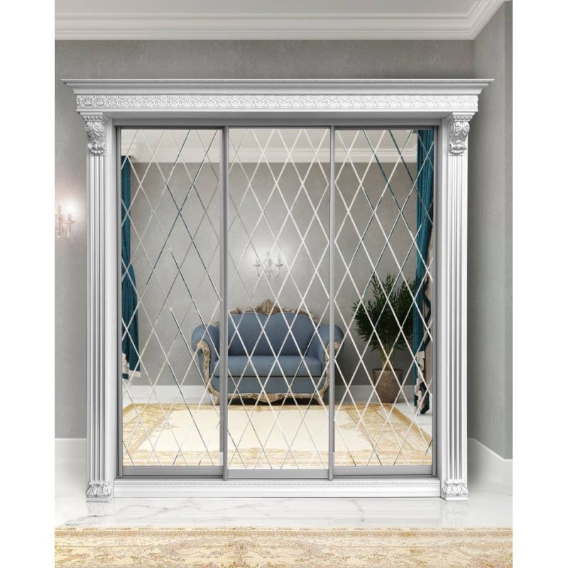 Мэри мебель Шкаф-купе 3-х дверный с зеркалом Ромб 2830 мм