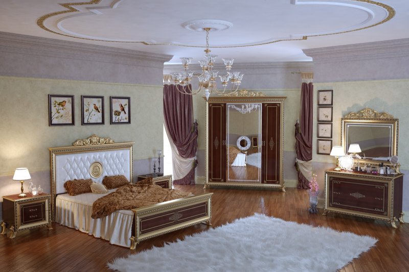 Мэри мебель Комплект 4-х дверный «Версаль» орех тайский (мягкое изголовье)